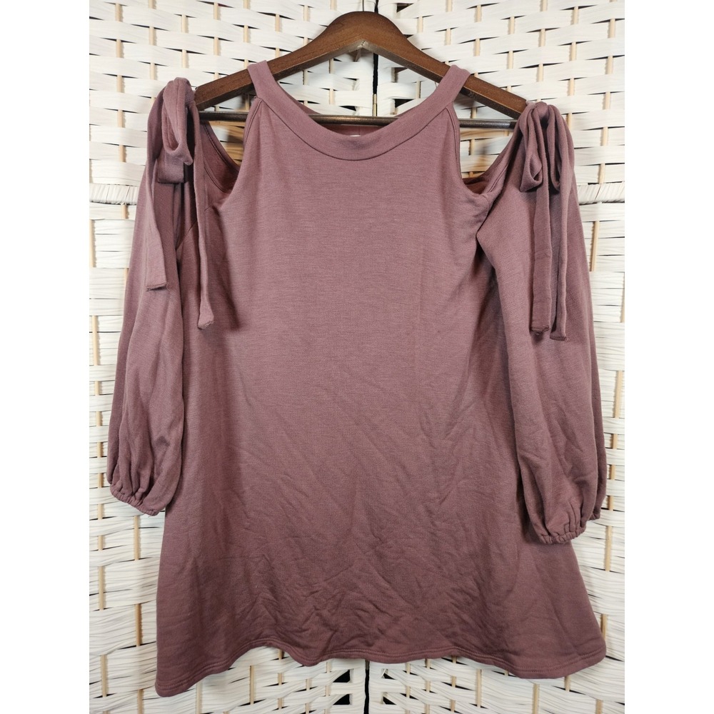 143 Storey Womens‎ Small Cold Shoulder Mauve Blouse Casual Vacation Leisure